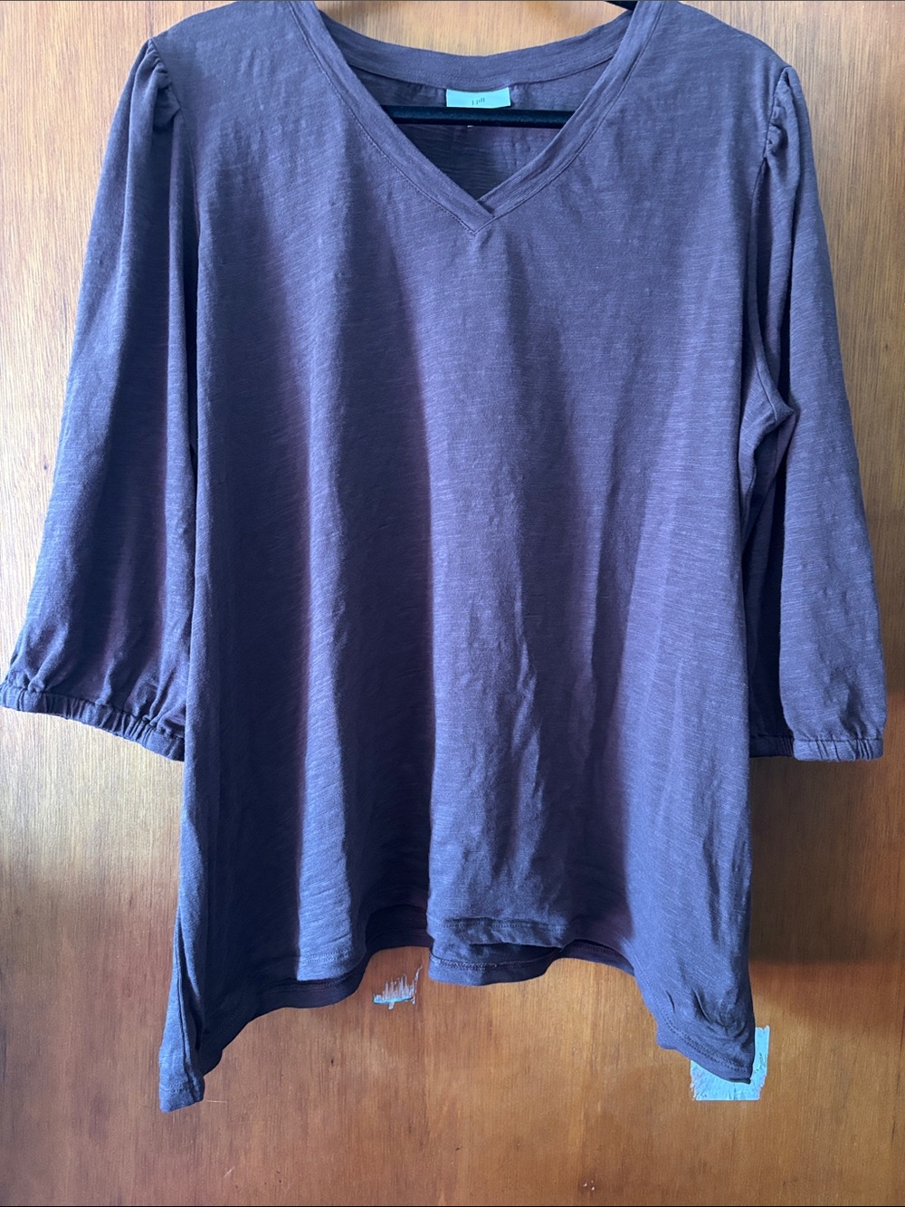 J. Jill V-Neck 3/4 Sleeve Top in Mauve Brown